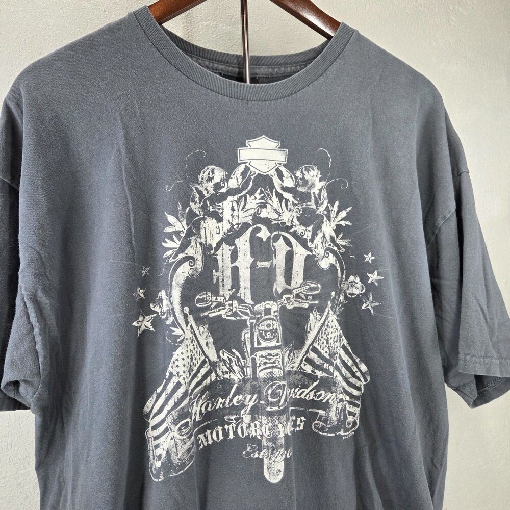 2009 Harley-Davidson Orlando Florida Eagle Double Sided Faded Black Y2K Sz XL